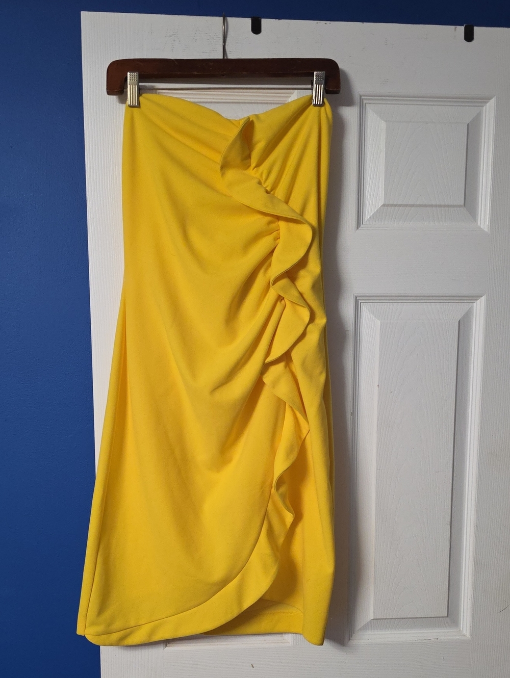 Yellow Ruffled Women's Elegant Summer Dress